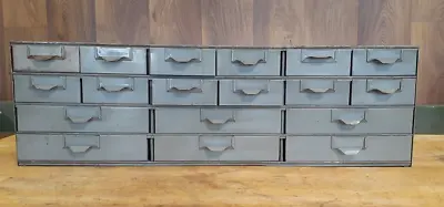 Vintage Lyon 18 Drawer Metal Parts Cabinet 2 Drawer Sizes - 17  Deep  USA • $199