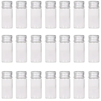 24X Tiny Vials 10ml Small Glass Bottles Mini Jars With Aluminum Screw Lids Caps • $15.99