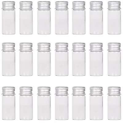 24X Tiny Vials 10ml Small Glass Bottles Mini Jars With Aluminum Screw Lids Top • $15.99