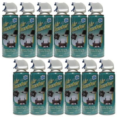 £25.45 • Buy 12x Compressed Air Can 400ml Spray Duster Multi Purpose Cleaner Laptop Keyboard