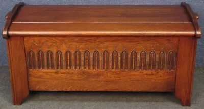 Gothic Style Oak Coffer Blanket Box • £285