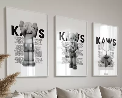 Kaws Black And Grey Set Of 3 Posters Hypebeast Gallery Wall Art Poster Prints • £10.99