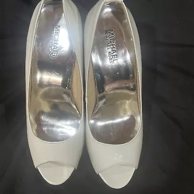 Michael Kors Cream Leather Open Toe Platform Pump - Size 9.0 • $15