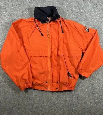 Nautica Jacket Adult Large Orange Windbreaker Vintage Sail Flag XCVI Hood Men • $38.99