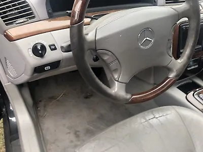 W220 W215 Mercedes Driver Steering Wheel Gray Leather Wood S-Class CL-class OEM • $125
