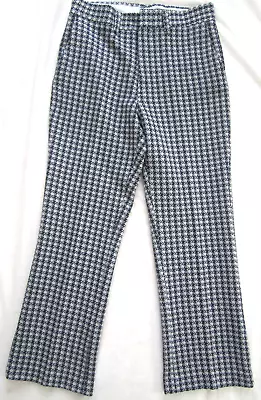 Vintage Mens Golf Disco Pants POLYESTER Knit 70s Sz 32 X 29 Houndstooth Plaid • $66.60
