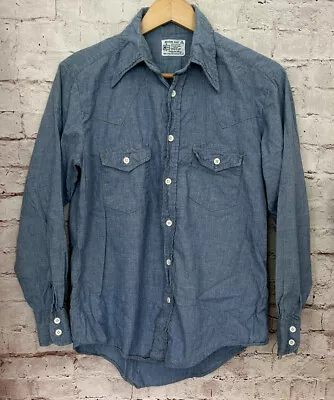 Kmart Western Shirt Mens Medium Vintage Blue Cotton • $41.87