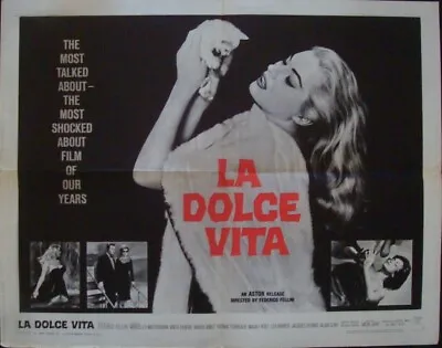 La DOLCE VITA Half Sheet Movie Poster 22x28 FELLINI MASTROIANNI EKBERG 1961 • $650