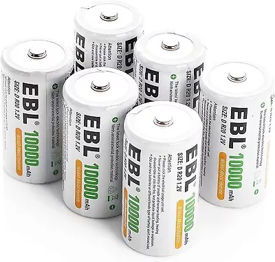 EBL Lot D Size Cell Rechargeable 1.2V NI-MH Batteries 10000mAh / Battery Charger • $31.96