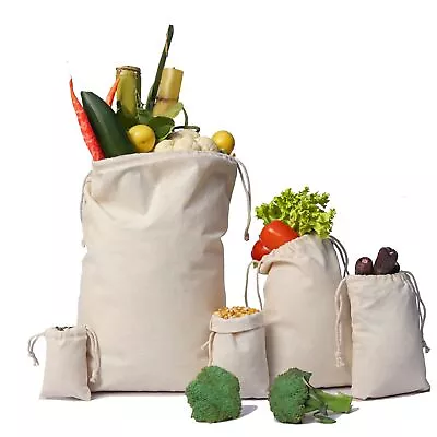 Cotton Muslin Bags 100% Organic Cotton With Double Drawstring. Premium Quali... • $35.68