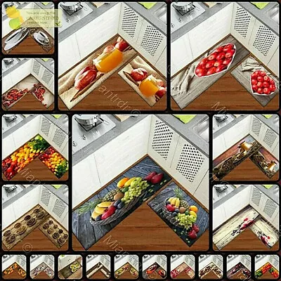 New 3D Non Slip Mat Machine Washable Kitchen Rug Entrance Hall Carpet Fruit Mats • £7.97