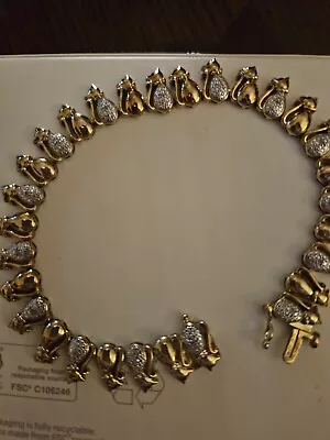 9ct Gold Plated And Diamond Cat Bracelet • $50