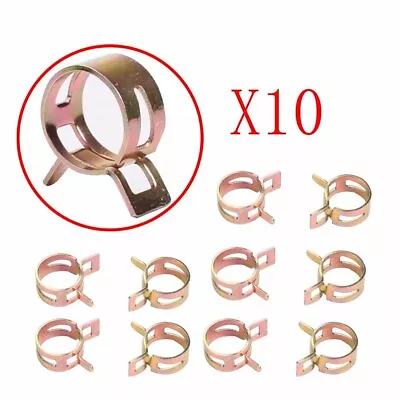 $5.99 • Buy ID 1/4  Spring Clip Vacuum Fuel Oil Hose Line Band Clamp Low Pressure 6 Mm 10 Pc