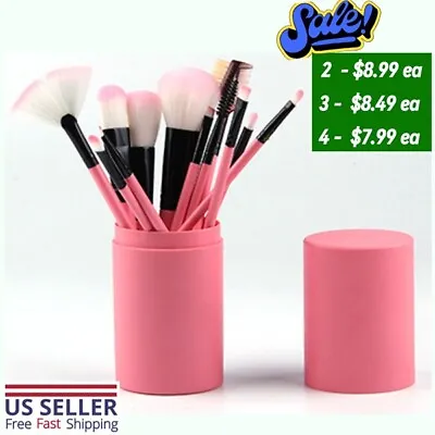 12 Pcs Makeup Brush Rayon Cosmetic Set Kit With Case/ 7 Colors + Free Ship • $9.99