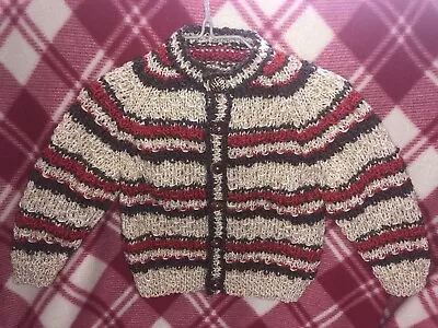 Brand New Hand Knitted Boys Brown Mix Cardigan 22” Chest Age 2-3 Years • £10