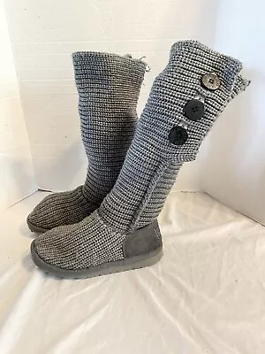UGG Australia Women’s Size 6 Cardy Knit Gray Sweater Boots Buttons Winter • $19.98