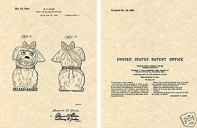 SHAWNEE MUGGSY Cookie Jar US Patent Art Print READY TO FRAME!! 1944 Ganz Mugsy • $9.95