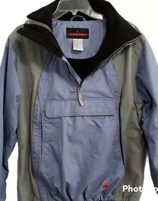 Kemper Ski Jacket Blue Gray Color Block 1/4 Zip Pullover Pockets Lined Sz L  • $34.44