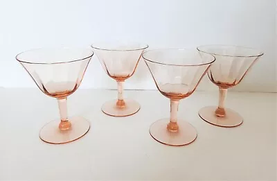 4 Vintage Tiffin Franciscan Pink Crystal Optic Sherbet Champagne Glasses 4.5  • $40.50