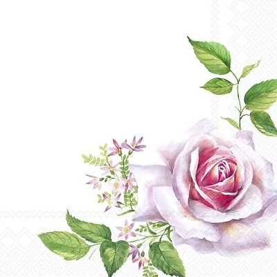 £1.40 • Buy 5 X COCKTAIL Napkin/3-Ply/25cm/Decoupage/Flowers/Single Pink Rose