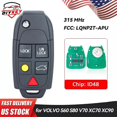 Flip Remote Key Fob For VOLVO S60 S80 V70 XC70 XC90 2004-2015 LQNP2T-APU Tested • $35.87