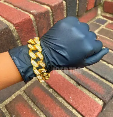 Men Luxury Iced Gold Plated ID Simulated Diamond Heavy Hip Hop BlingOut Bracelet • $22.99