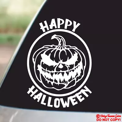 HAPPY HALLOWEEN JACK-O-LANTERN Vinyl Decal Sticker Window Wall Bumper PUMPKIN • $2.99