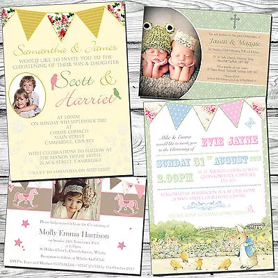 10 Joint Party Invitation First Birthday Christening Naming Day Baptism Boy Girl • £6.86