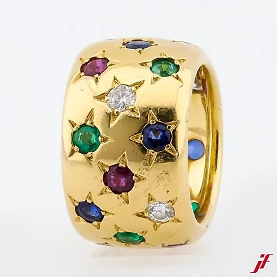 Cartier Vintage 18K/750 Yellow Gold Sapphire Ruby Emerald Diamonds - Value • $16537.73