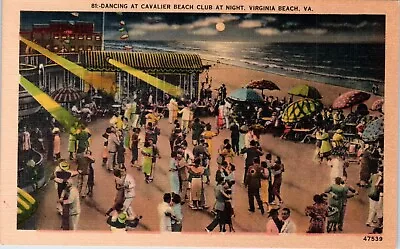 Virginia Beach VA - Dancing At Cavalier Beach Club Linen Postcard Unposted • $7.99