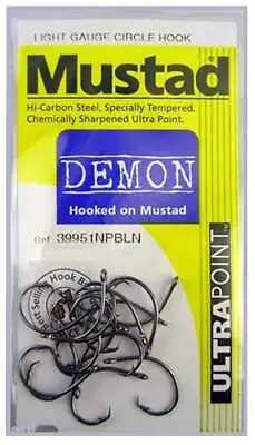 Mustad 39951NPBL Demon Circle Light Fishing Hook Pre Pack - Choose Size BRAND NE • $8.99
