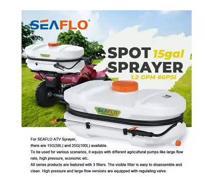 ATV Spot Sprayer 15 Gal Tank Electric 12V Pump 16' High Pressure Hose Spray Gun • $269.81