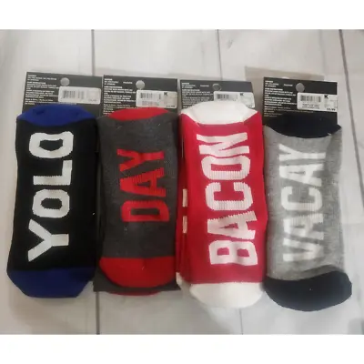 NWT Joe Boxer Men's Fun Blue Red Gray Cozy Slipper Socks Size: 7-12 4 Pairs • $15
