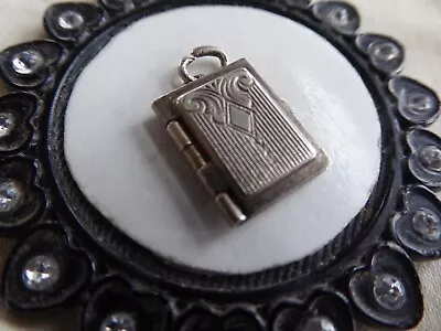 Vtg Sterling Charm Art Deco Photo Locket Book Opens To Hold Photos Engraved • $12.99