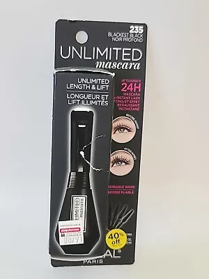 L'OREAL Paris UNLIMITED LENGTH & LIFT MASCARA # 235 • BLACKEST BLACK  • $21.95