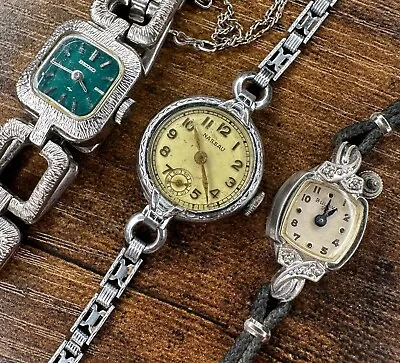 Lot Of 3 Rare Vintage Womens Mechanical Watches - Bulova 23j Seiko Nassau - NR • $29.99