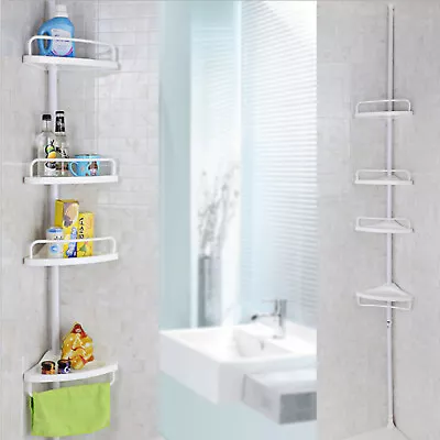 £12.99 • Buy 4Tier Telescopic Shower Corner Non Rust Bathroom Kiechen Shelf Storage Organiser