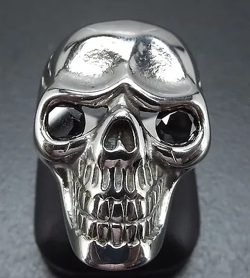 Stainless Jewelry Ring Skull Genuine Garnet Eyes SIZE 10 HEAVY WEIGHT • $39.95