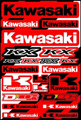 D'COR Kawasaki Style Decal Sheet Motorcycle Stickers RED • £19.19