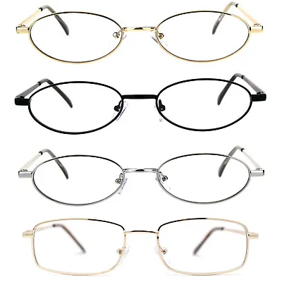 Extra Narrow Oval Metal Rim Round Retro Vintage Clear Lens Eye Glasses • $12.95