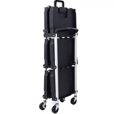 3 Layers Folding Cart Collapsible Service Cart Metal Portable Pack-N-Roll Cart • $66.99