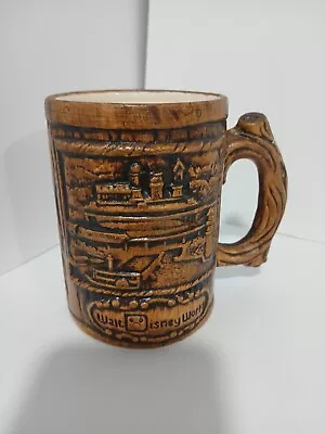 RARE Walt Disney Productions Vintage Faux Wood Parks Mug MARK TWAIN RIVERBOAT? • $29.99