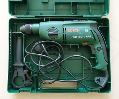 £39.95 • Buy Bosch PSB 750-2 RPE Hammer Drill. Mains Corded 750w Case Handle Speed Control