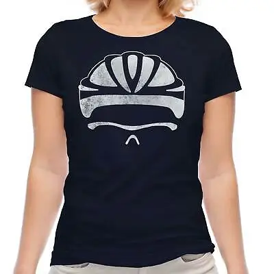 Cycling Helmet Distressed Print Womens T-shirt Vintage Style Top Cyclist Gift • $20.96