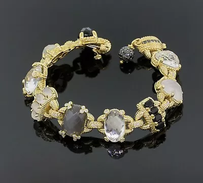 Judith Ripka Ambrosia Bracelet White & Black Diamond Gemstones 18K Yellow Gold • $10485