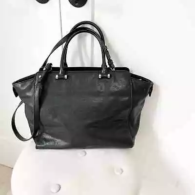 Milly Riley Black Leather Fringe Tote Bag • $75