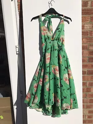 Green Floral Halter Neck Dress By Max C Size Small • £10.99