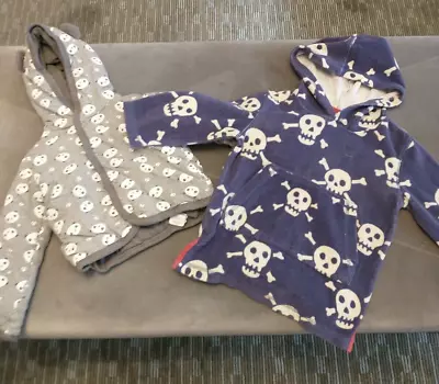 Mini Boden Boys Swim Cover Up Blue Skulls 18-24M And Honest Panda Jacket 24M • $11.50