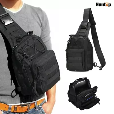 Outdoor Tactical Sling Bag Military MOLLE Crossbody Pack Chest Shoulder Backpack • £9.99