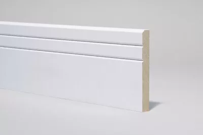 Skirting Board  White Primed MDF  Chamfered 2 VGrooves 119 X 14 X 2700mm • £114